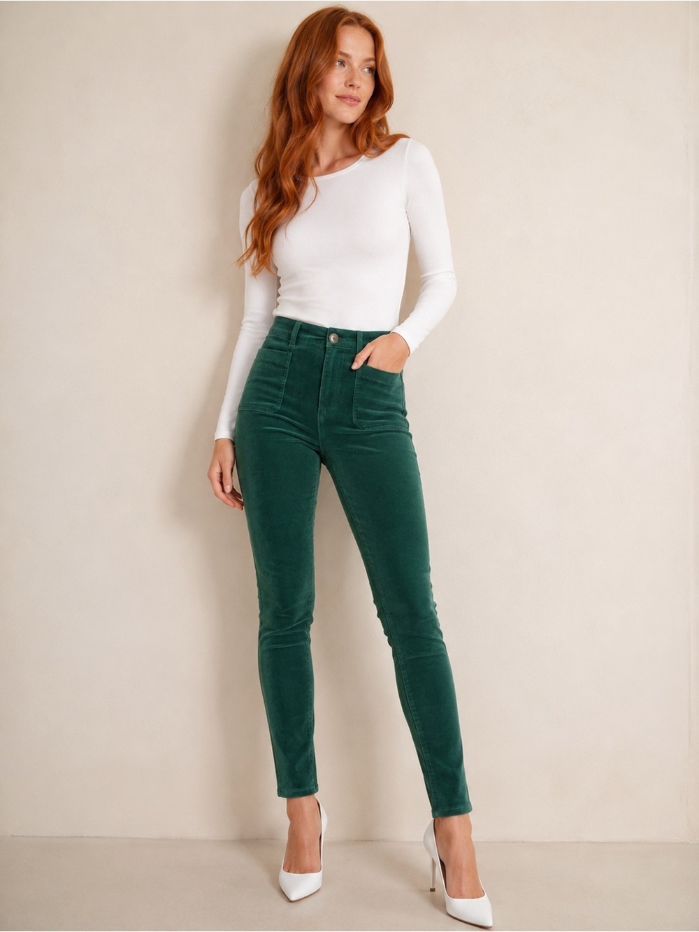Green pilcro and letterpress high rise slim corduroy sz 26 excellent condition​